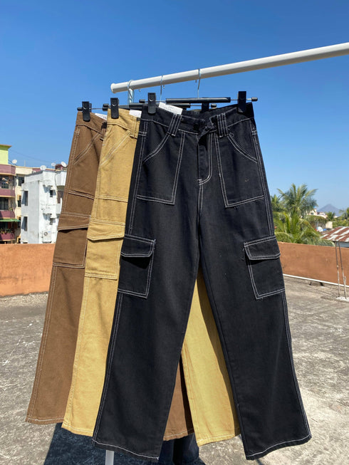 Patchwork  Pocket Baggy Jeans